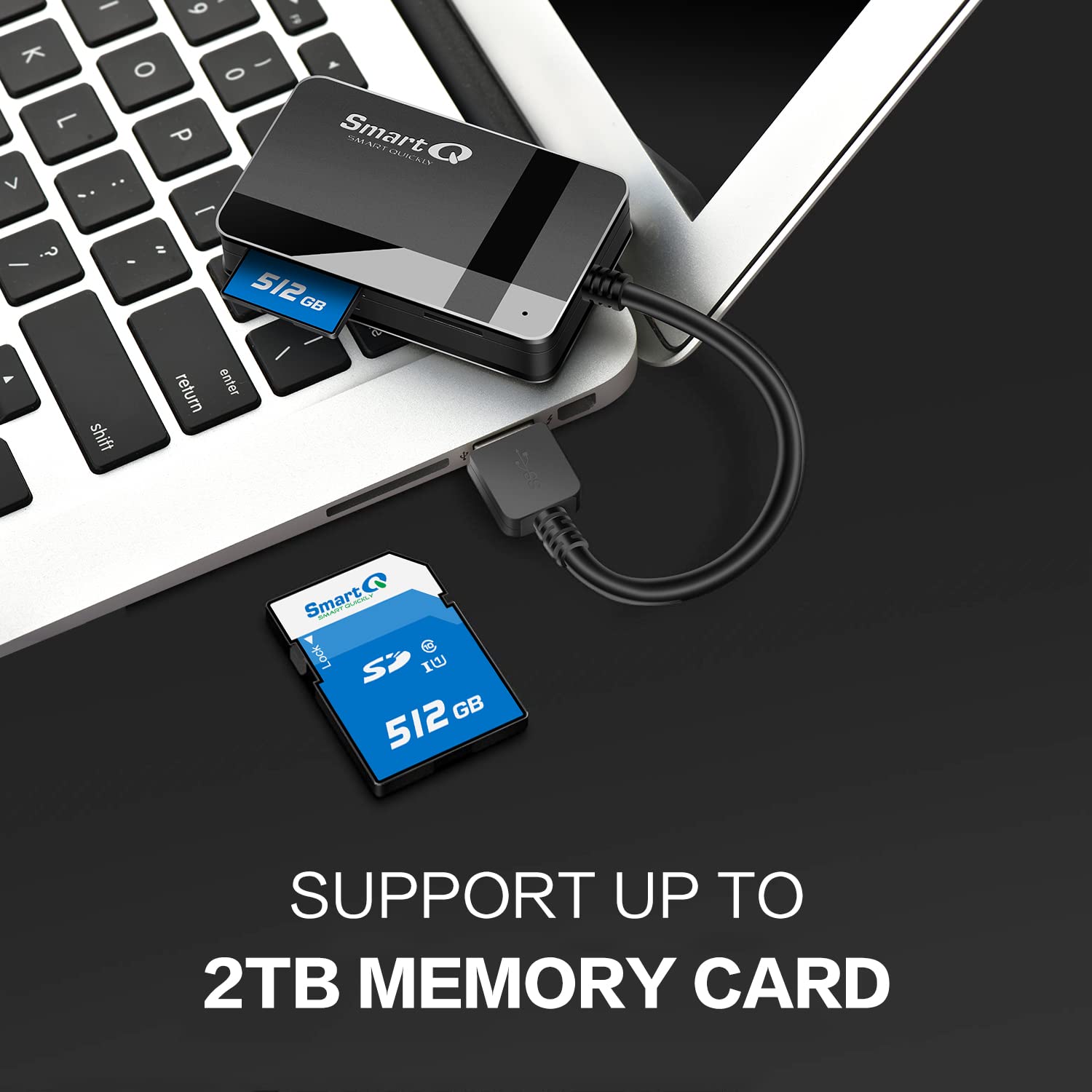 Smartq C368 Card Reader   Usb 3.0, Plug & Play For Apple And Windows. Supports Sd, Cf, Mmc Cards.